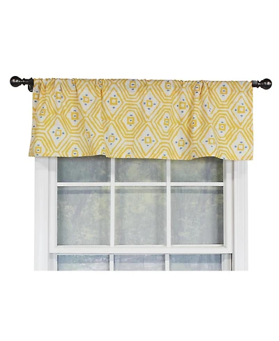 Rlf Home Geo Tailored 100% Cotton with Fully Lined 3" Rod Pocket Valnance for Windows 50" x 14" Yellow
