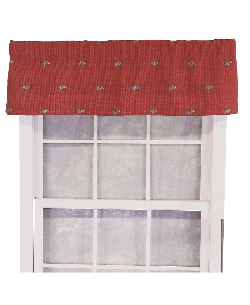 Rlf Home Bubbles Tailored 100% Cotton with Fully Lined 3" Rod Pocket Valnance for Windows 50" x 14" Red