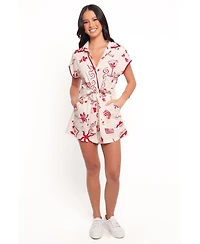 Petal and Pup Women's Kensie Tie Waist Romper - Red