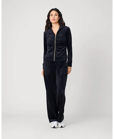 Cable & Gauge Women's Ruched Zip-Up Velour Set
