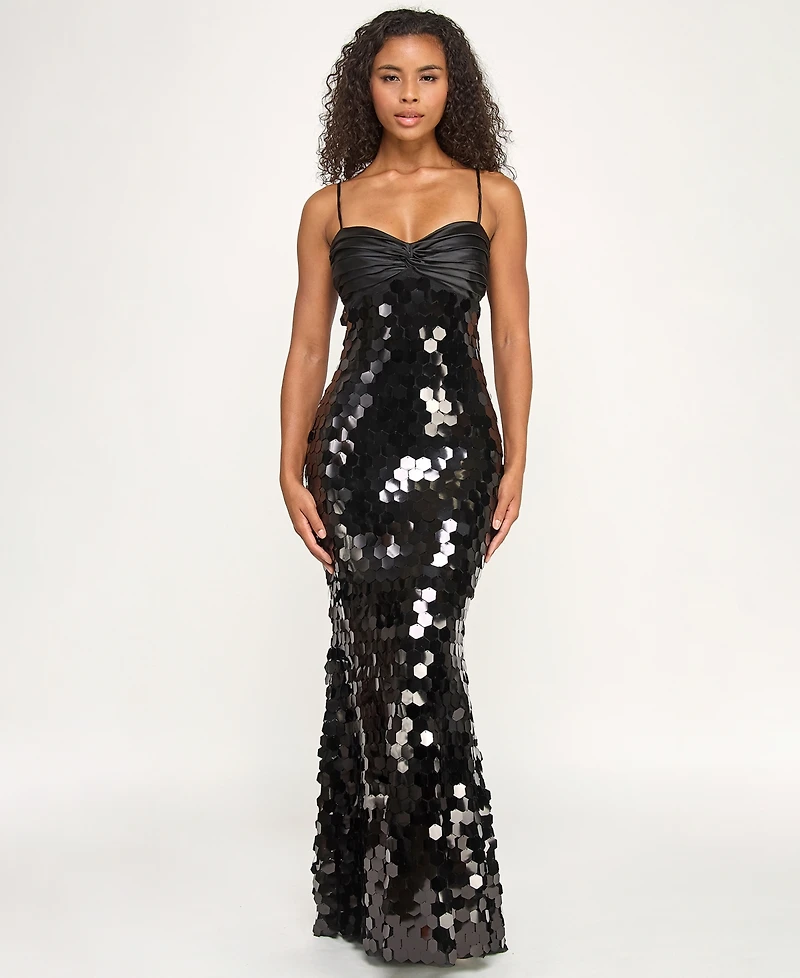 Seni & Cade Junior's Twist Front Bandeau Slim Long Dress