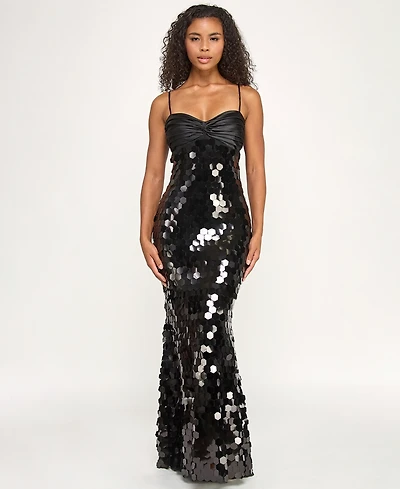 Seni & Cade Junior's Twist Front Bandeau Slim Long Dress