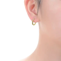 Kids 14k Gold Plated with Clear Cubic Zirconia Hoop Earrings