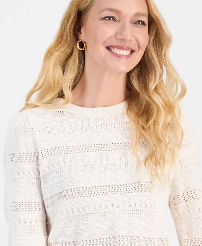 Style & Co Women's Pointelle Crewneck Sweater, Macy's Exclusive
