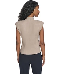 Calvin Klein Women's Mock Neck Cap Sleeve Sweater