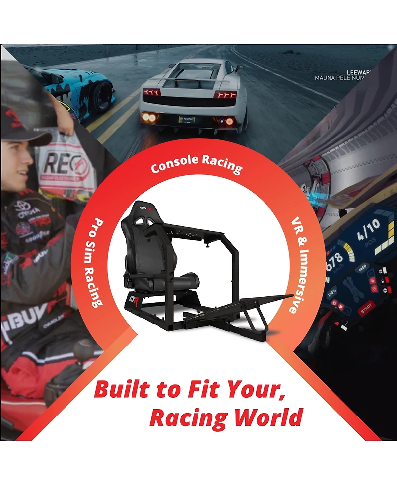 Gtr Simulator Gta Model Black Frame Adjustable Racing Seat Cockpit |Foldable Entry-Level Sim Rig with Steel & Mounts