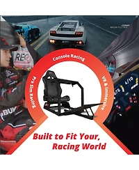 Gtr Simulator Gta Model Black Frame Adjustable Racing Seat Cockpit |Foldable Entry-Level Sim Rig with Steel & Mounts
