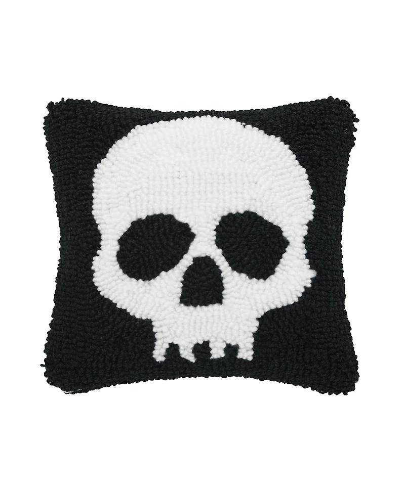 Skull Skeleton Hooked Small 8" Accent Pillow Halloween Decor