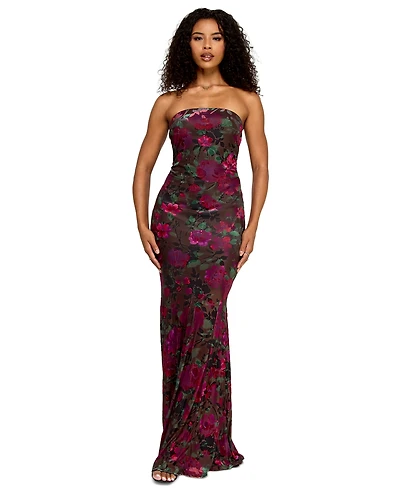 Katia Rae Juniors' Strapless Long Floral Gown