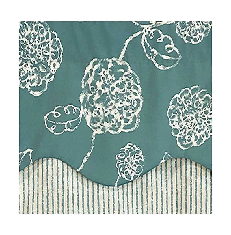 Rlf Home Pouf Floral Glory Valance Black. 3" Rod Pocket, Layered. 50"W X 16"L