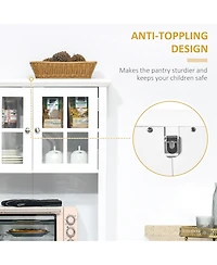 Homcom Elegant Buffet with Hutch, Kitchen Pantry Storage Cabinet with Framed Glass Door Drawer and Microwave Space, White