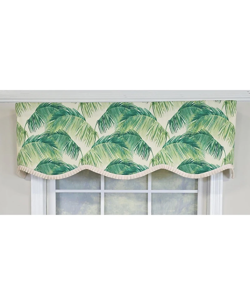 Rlf Home 100% Cotton Tortola Provance Fully lined Windows Rod Pocket Valance 50" x 15" Green