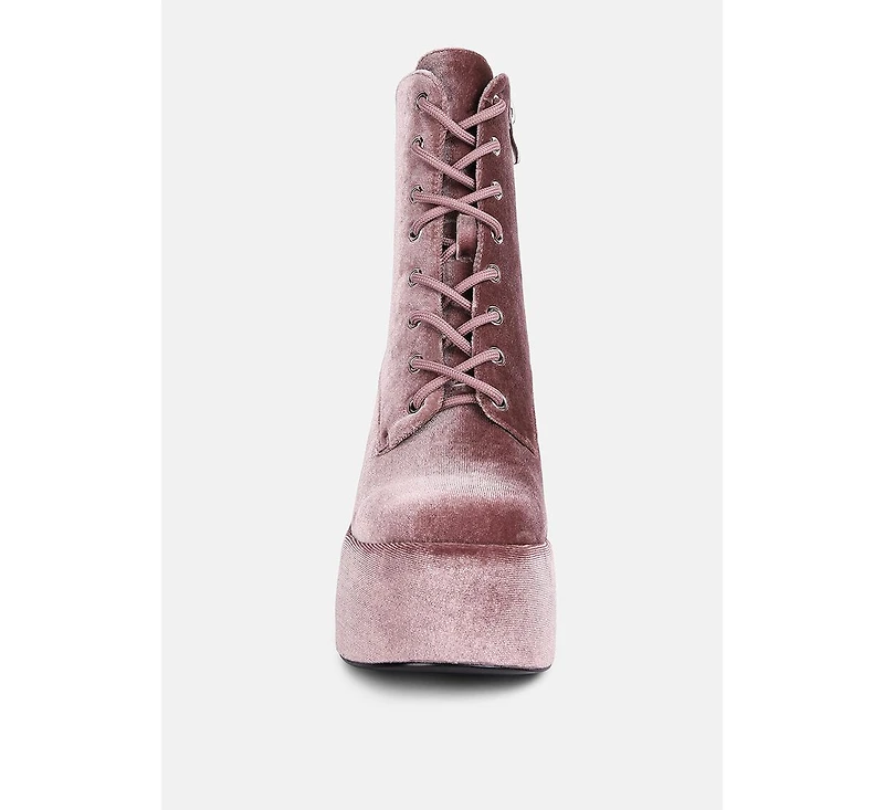 Ashcan Womens High Platform Velvet Ankle Boots