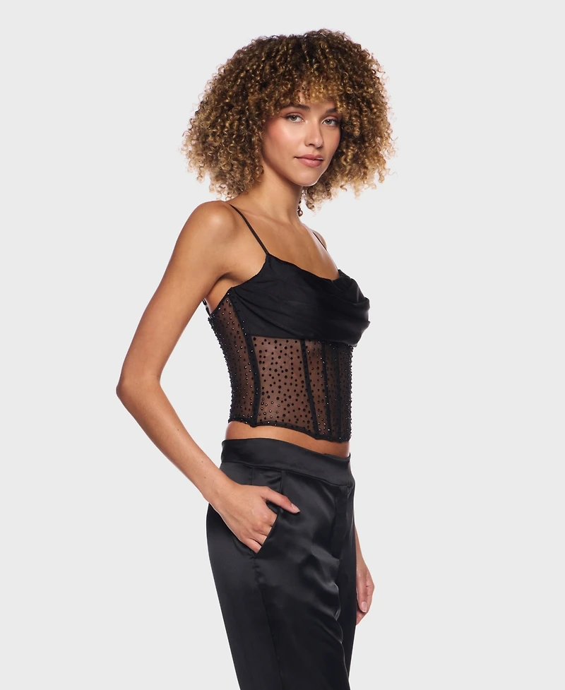 Alex & Sophia Women's Cowl Neck Corset Top