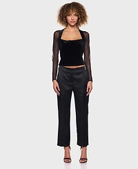 Alex & Sophia Women's Bridal Satin Straight Leg Pants