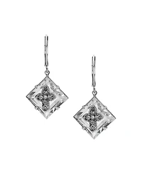 2028 Square Crystal Cross Lever Back Earrings