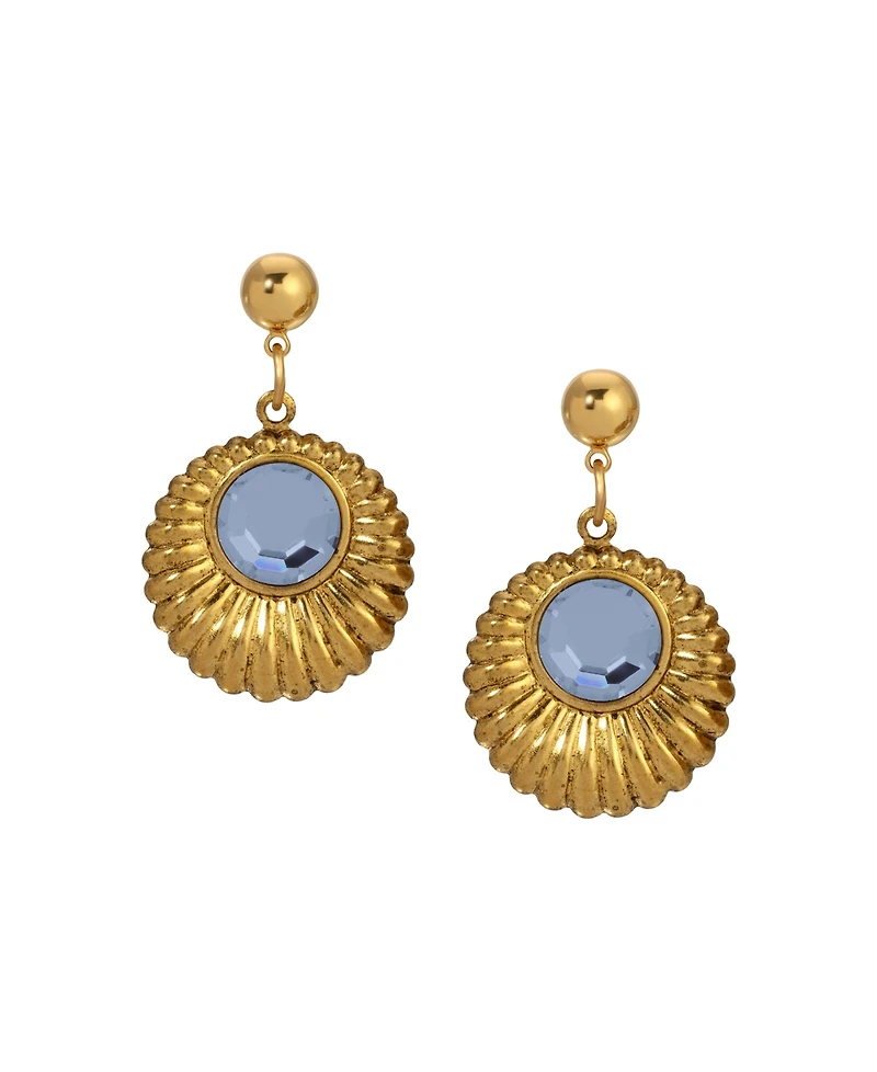 2028 Gold Tone Crystal Drop Round Earrings