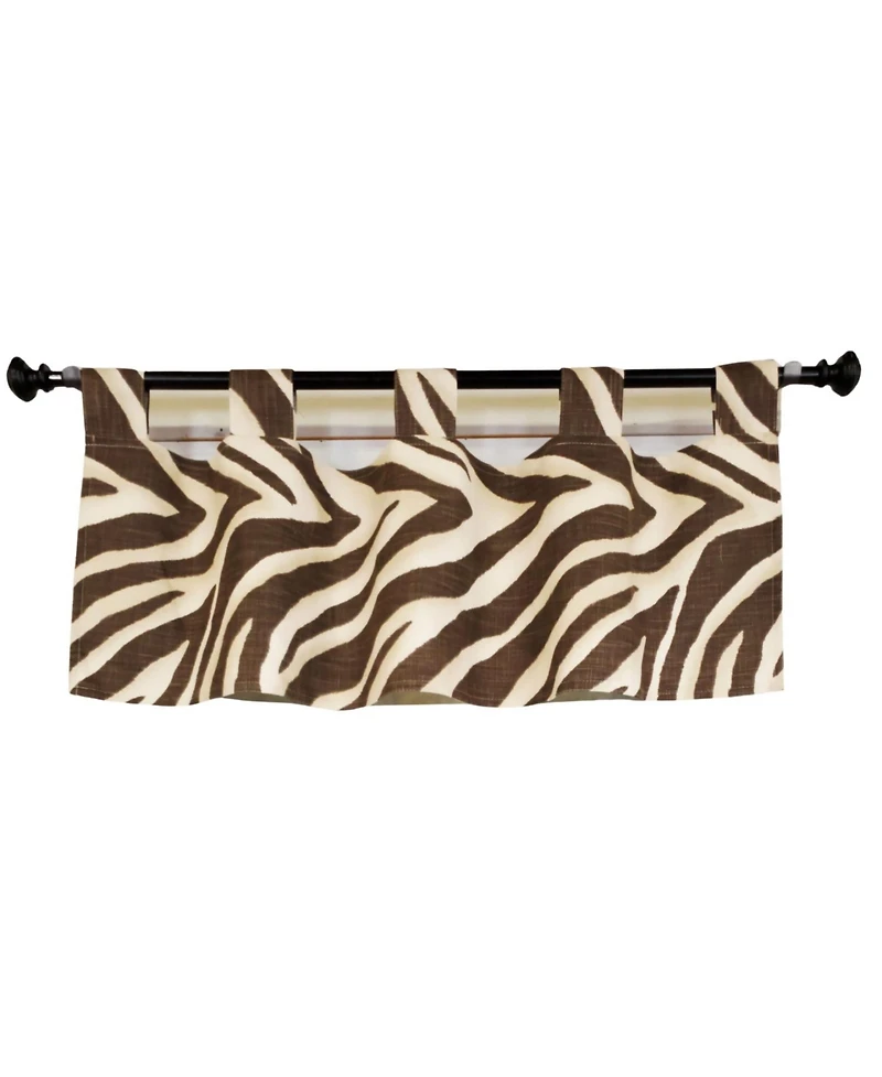 Rlf Home 4" Top Tab High Quality Fabric Zebra Tab Valance for Windows 50" x 16" Brown