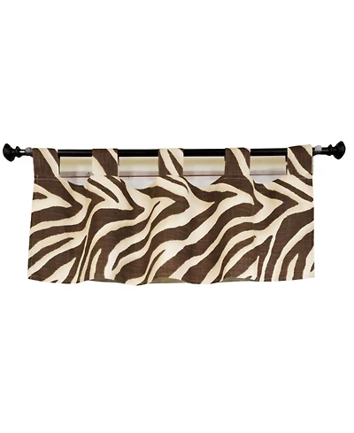 Rlf Home 4" Top Tab High Quality Fabric Zebra Tab Valance for Windows 50" x 16" Brown