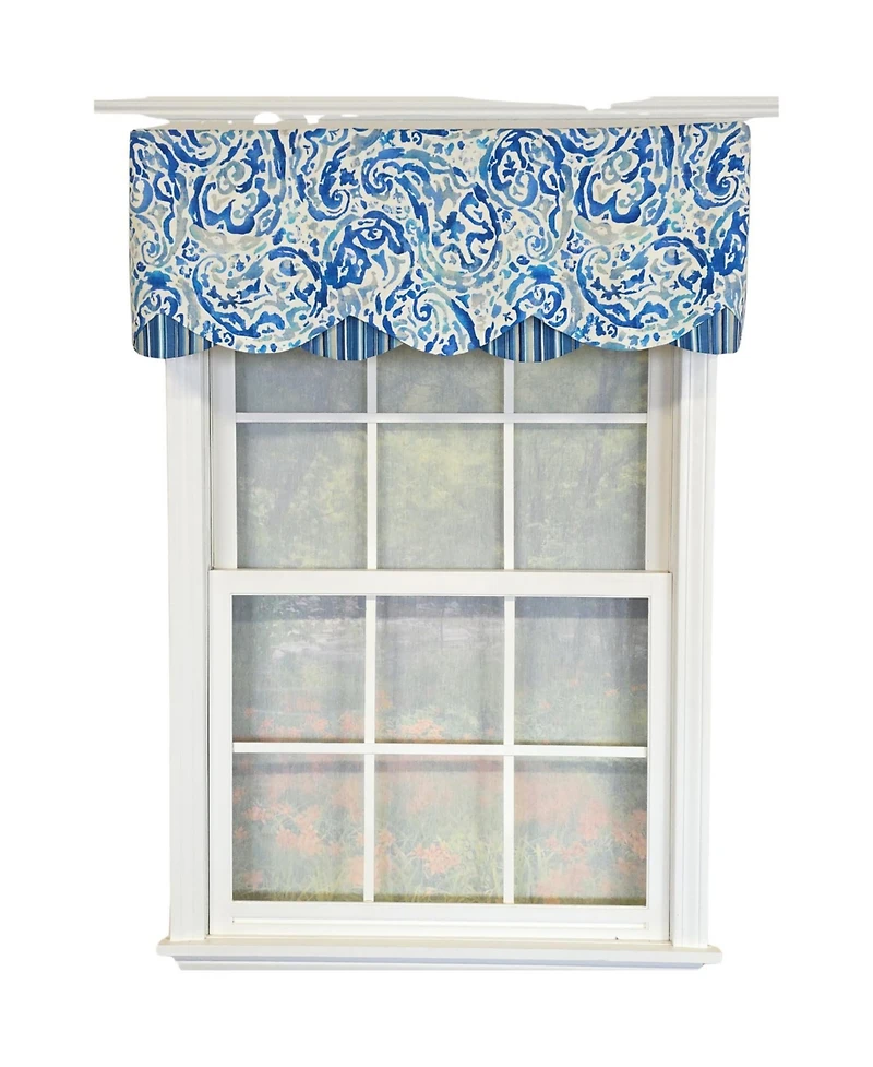 Rlf Home 100% Cotton Mystify Petticoat Fully lined Windows Rod Pocket Valance 50" x 15" Blue