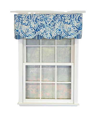 Rlf Home 100% Cotton Mystify Petticoat Fully lined Windows Rod Pocket Valance 50" x 15" Blue
