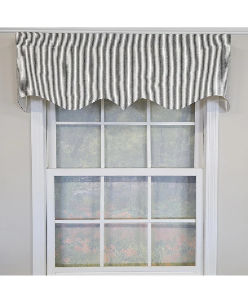 Rlf Home 100% Cotton Seersucker Regal With Poly/Cotton Ivory lining Rod Pocket Valance 50" x 16" Black