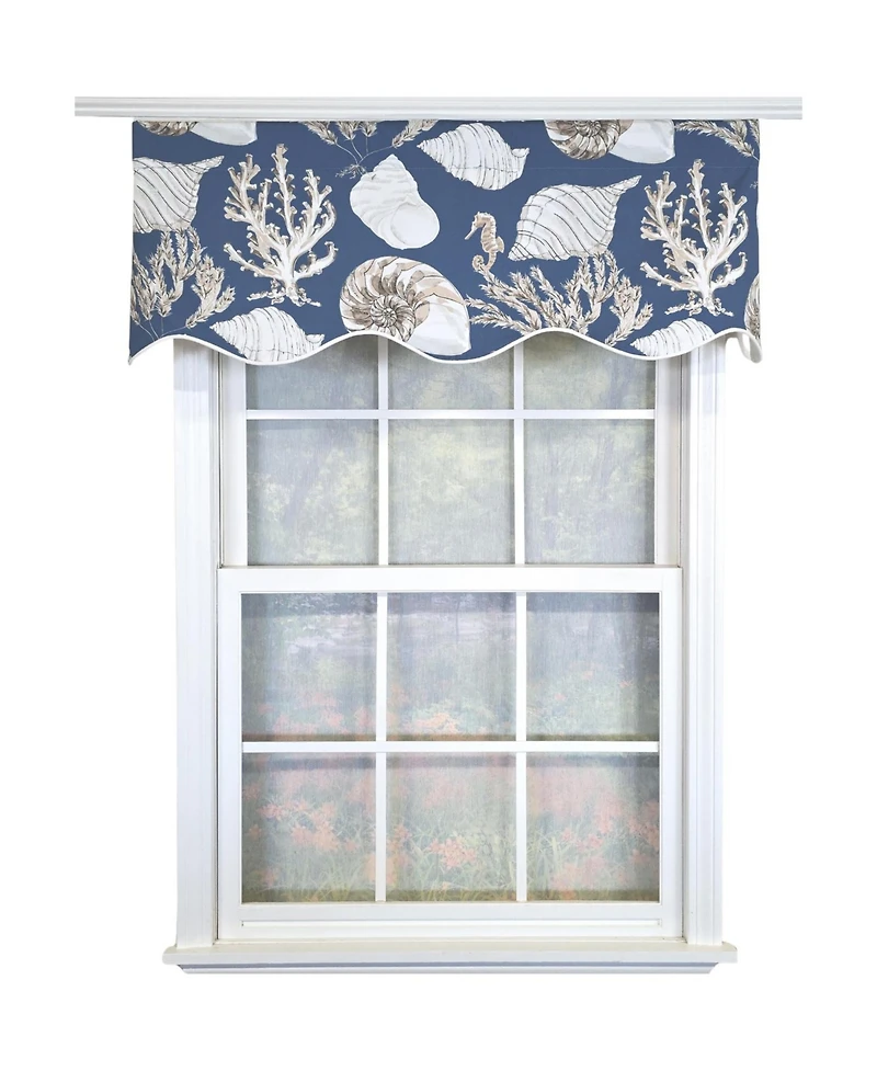 Rlf Home 100% Cotton Seascape Provance Fully lined Windows Rod Pocket Valance 50" x 15" Blue