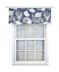 Rlf Home 100% Cotton Seascape Provance Fully lined Windows Rod Pocket Valance 50" x 15" Blue