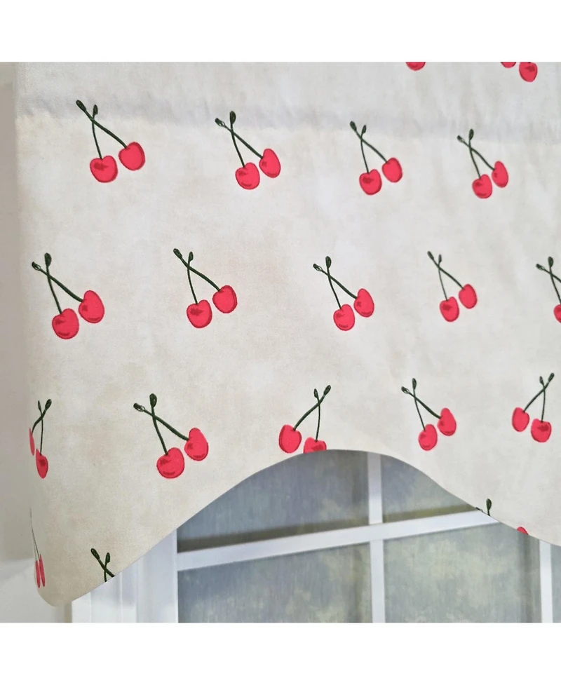 Rlf Home Cherry Dance Cornice Valance - 100% Cotton with Ivory Lining 50" x 17" Cream