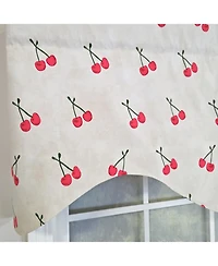 Rlf Home Cherry Dance Cornice Valance - 100% Cotton with Ivory Lining 50" x 17" Cream