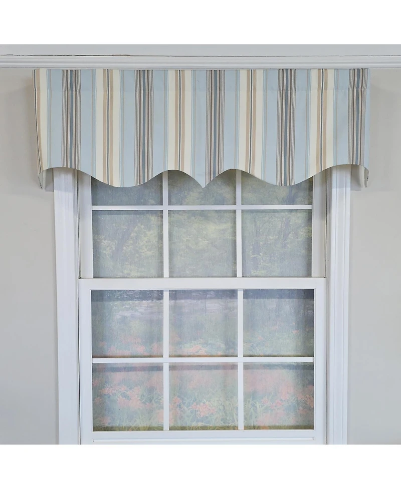 Rlf Home 100% Cotton Paris Stripe Regal Fully lined Windows Rod Pocket Valance 50" x 17" Blue