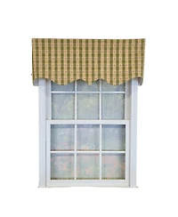 Rlf Home 100% Cotton Cherry Squares Regal With Poly/Cotton lining Rod Pocket Valance 50" x 15" Green