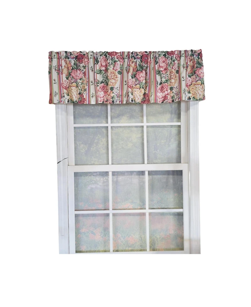 Rlf Home 100% Cotton Flower Lane Tailored Unlined Windows Rod Pocket Valance 68" x 13" Multi