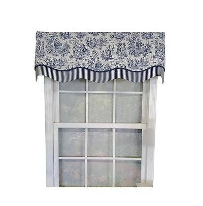 Rlf Home Waverly Glory 3" Rod Pocket Lining Luxurious and Elegant Window Treatment Valance 50" x 16" Blue