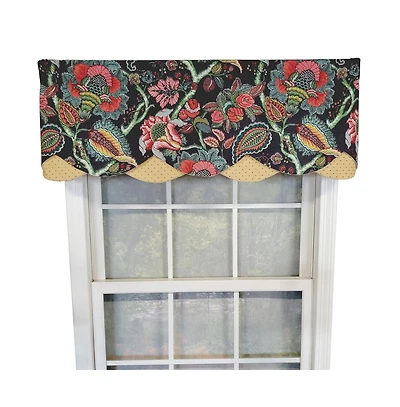 Rlf Home Zoe Petticoat 3" Rod Pocket Lining Luxurious and Elegant Window Treatment Valance 50" x 15" Black