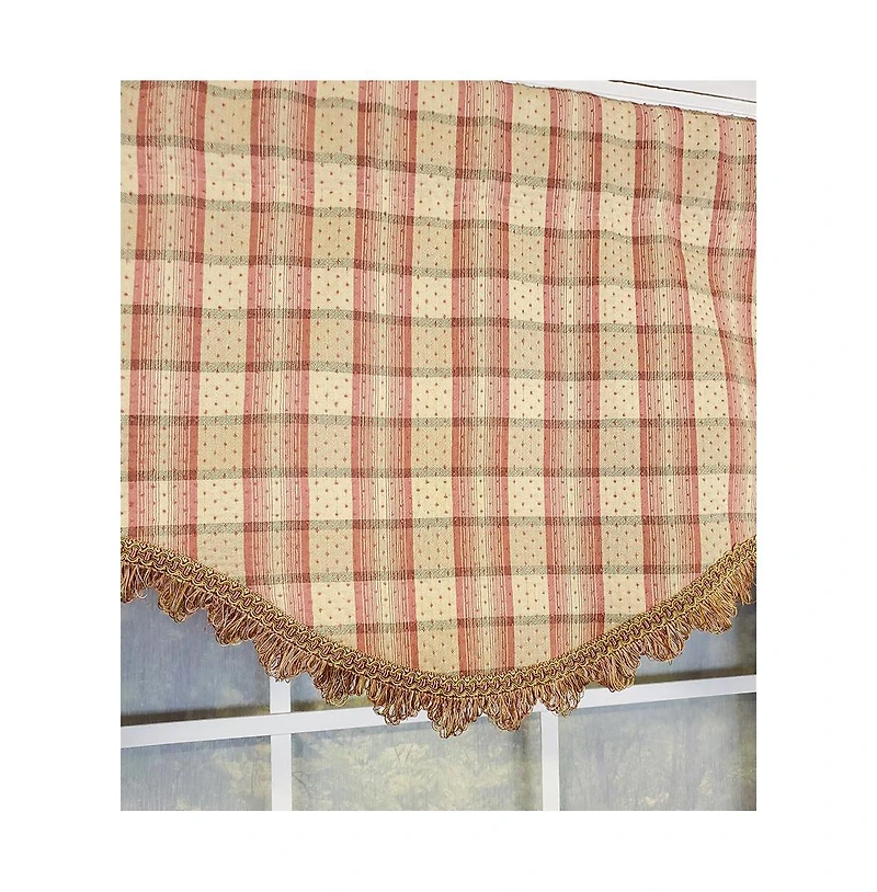 Rlf Home Dotted Squares Cornice 3" Rod Pocket Lining Luxurious and Elegant Window Treatment Valance 50" x 17" Peach