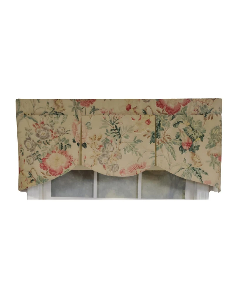 Rlf Home 3" Rod Pocket High Quality Fabric Hortencia Mandy Valance for Windows 50" x 17" Beige