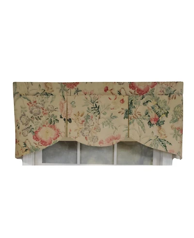 Rlf Home 3" Rod Pocket High Quality Fabric Hortencia Mandy Valance for Windows 50" x 17" Beige