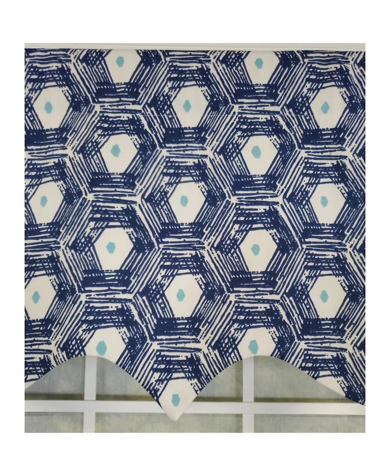 Rlf Home 3" Rod Pocket High Quality Fabric Jerin Regal Valance for Windows 50" x 17" Navy