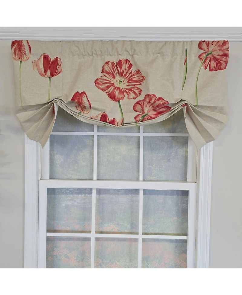 Rlf Home 100% Cotton La Tulipe Butterfly With Poly/Cotton Ivory lining Rod Pocket Valance 50" x 16" Linen