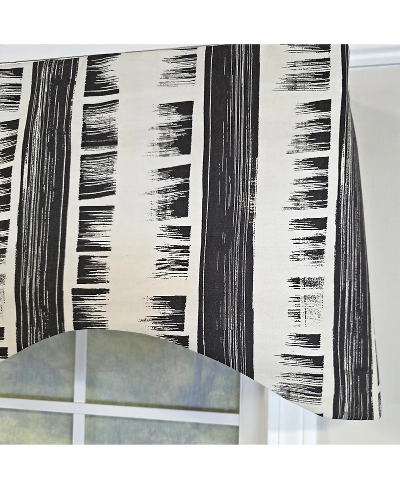 Rlf Home 100% Cotton Jaspeado Cornice With Poly/Cotton Ivory lining Rod Pocket Valance 50" x 17" Black