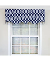 Rlf Home 100% Cotton Jewel Regal Fully lined Windows Rod Pocket Valance 50" x 17" Navy