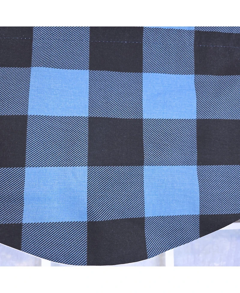 Rlf Home 100% Cotton Barnyard Check Cornice Fully lined Windows Rod Pocket Valance 50" x 17" Blue