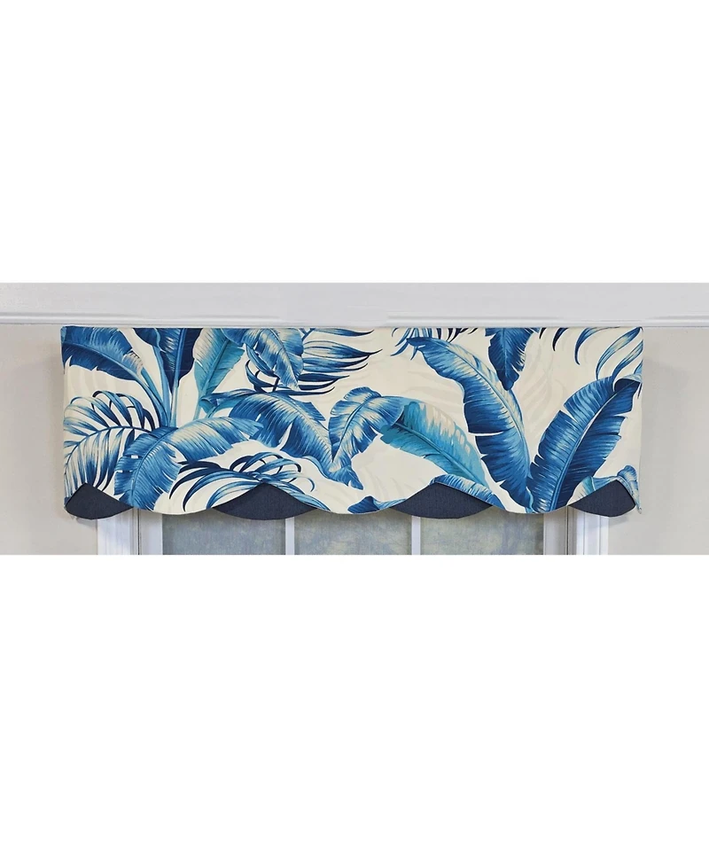 Rlf Home 100% Cotton Plantain Petticoat Fully lined Windows Rod Pocket Valance 50" x 15" Navy