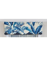 Rlf Home 100% Cotton Plantain Petticoat Fully lined Windows Rod Pocket Valance 50" x 15" Navy