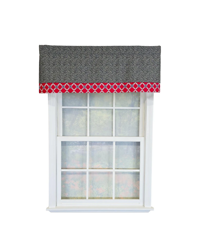 Rlf Home 100% Cotton Brazil Banded Fully lined Windows Rod Pocket Valance 50" x 16" Red