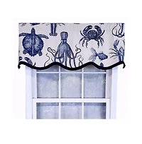 Rlf Home Modern Design Classic Aquarium Provance Style Window Valance 50" x 17" Navy