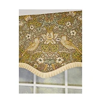 Rlf Home Vivaldi Provence Pleated Ruffle Nature-Inspired Bird Motifs No Header Luxurious Decor Valance 50" x 14" Green