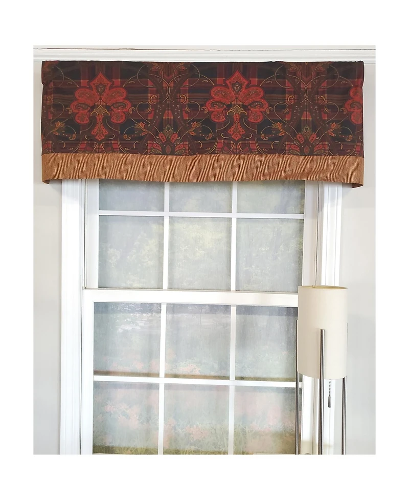 Rlf Home 3" Rod Pocket High Quality Fabric Espadas Banded Valance for Windows 50" x 16" Burgundy