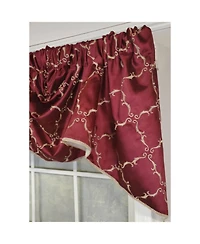 Rlf Home 3" Rod Pocket High Quality Fabric Summit Diamond 2-Scoop Empire Valance With Trim for Windows 40" x 25" Wine